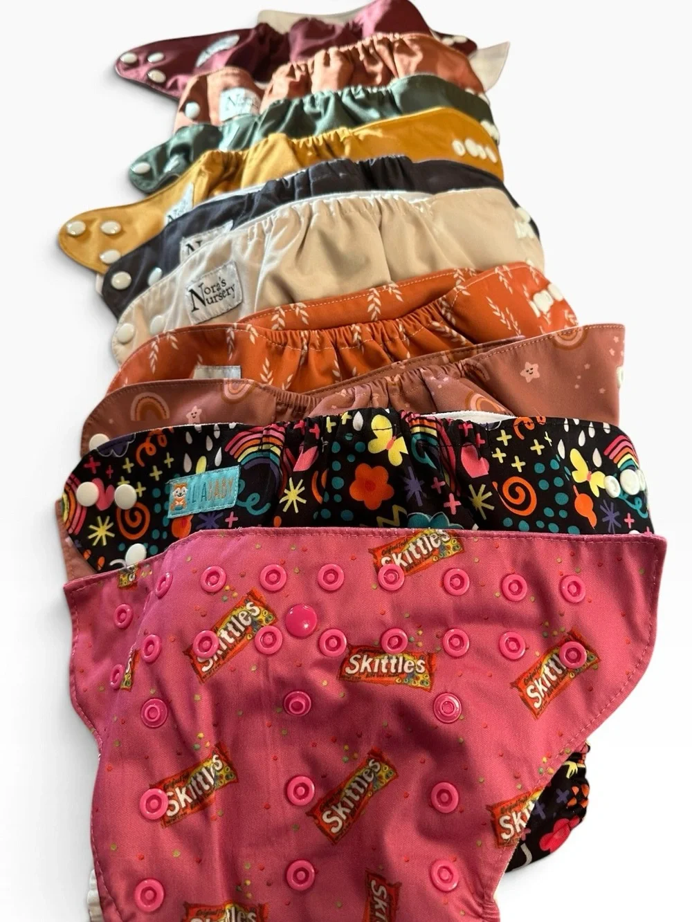 Cloth Diaper’s 11 with 13 Inserts - Multi Color Preowned